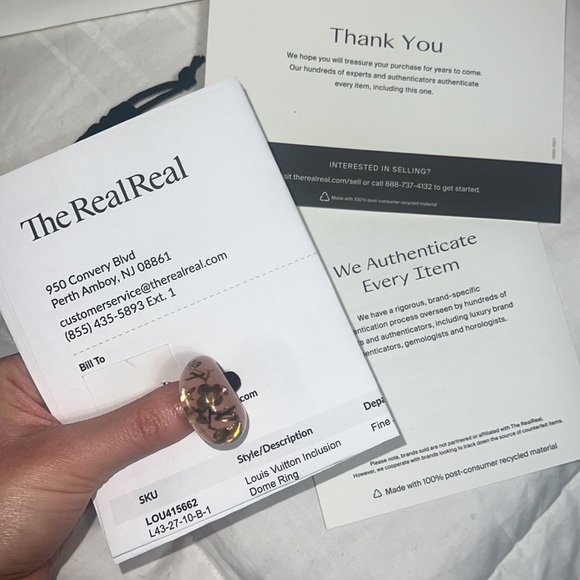 LOUIS VUITTON Pink and Gold Inclusion Dome Ring size 6.5 - Picture 8 of 13